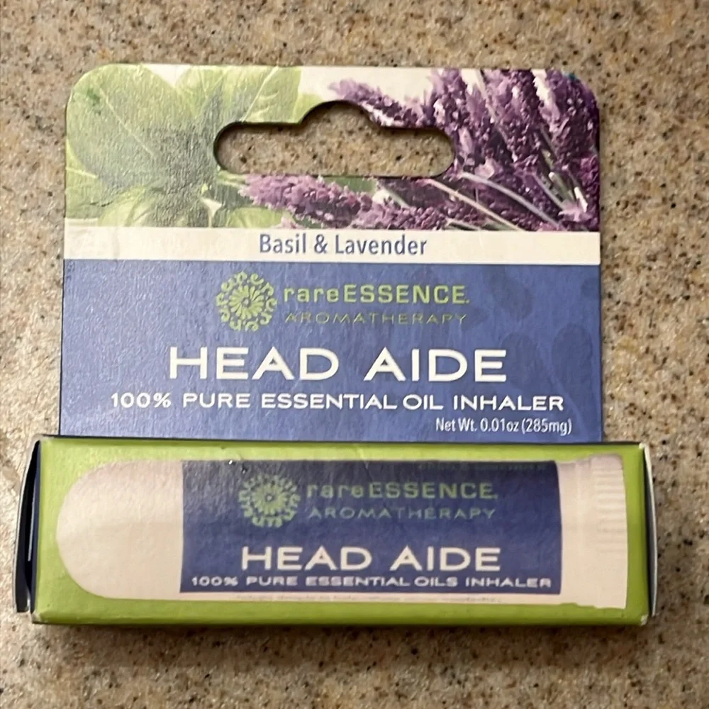 NIB Essential Oil Aromatherapy Inhaler- Basil & Lavender, rareESSENCE Head Aide
